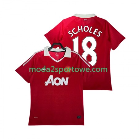 Koszulka Manchester United SCHOLES 18 2010 2011 Retro Domowe Stroje Piłkarskie Krótki Rękaw